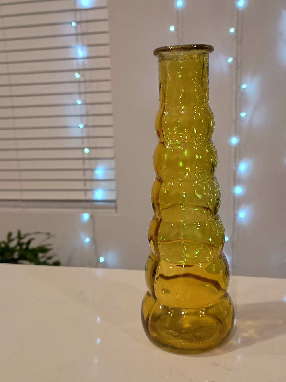 Vintage Saffron Yellow Beehive Stacked Bubble Vase 8 1/2 Inches * Pop Art Decor
